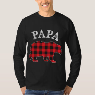 T-shirt PAPA Bear RED Black Buffalo Plaid Mama Checkerbol
