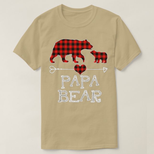 T-shirt Papa Bear, Red Buffalo Plaid Papa Bear Pajama (Design devant)