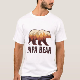 T-shirt Papa Bear silhouette ours vintage forêt T-Shirt_1