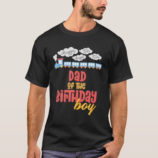 T-shirt Papa Birthday Boy Train J'ai 2 ans Chugga Eng (Devant)
