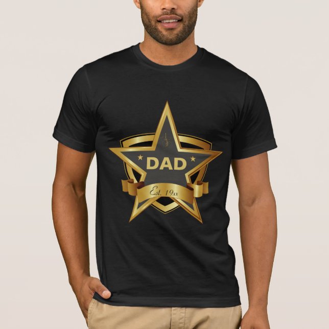 T-shirt papa Black et Gold Star (Devant)