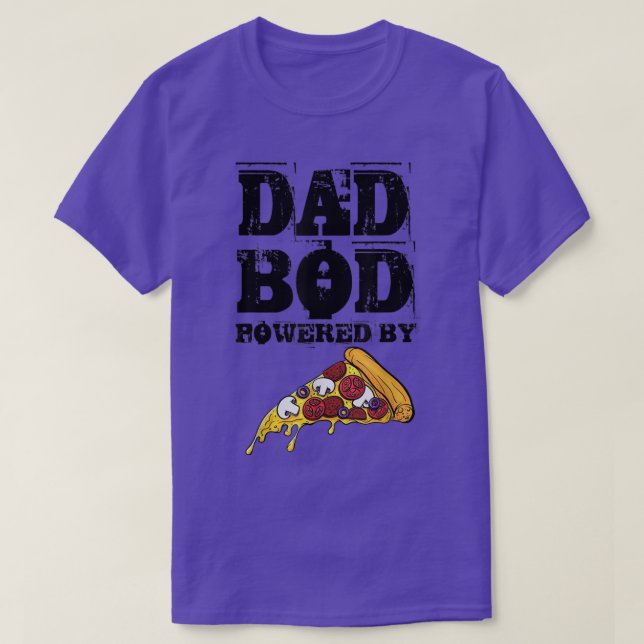 T-shirt Papa Bod Alimenté Par Pizza Graphic Drôle Papa Cad (Design devant)