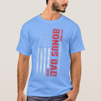 T-shirt Papa bonus Drapeau américain au dos Meilleur papa