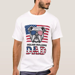 T-shirt Papa Bouledogue Anglais Patriotique Design de Chem