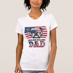 T-shirt Papa Bouledogue Anglais Patriotique Design de Chem