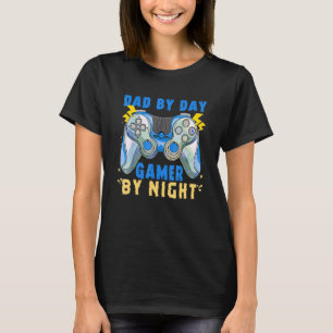 T-shirt Papa By Day Gamer By Night Video Game Controller F