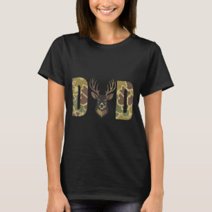 T-shirt Papa chasseur cadeau de chasse au cerf camouflé de