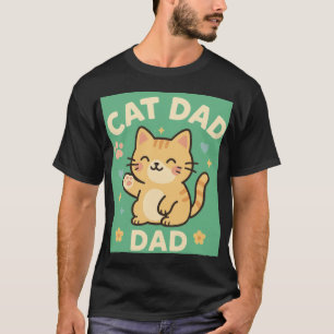 T-shirt Papa Chat — Dessin animé de chat tigré orange mign