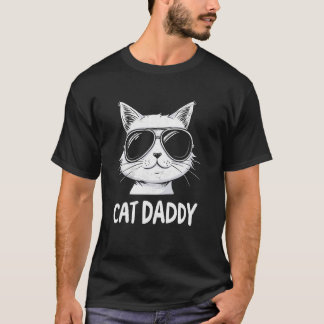 T-shirt Papa Chat Lunettes de Soleil Drôles pour Chat Papa