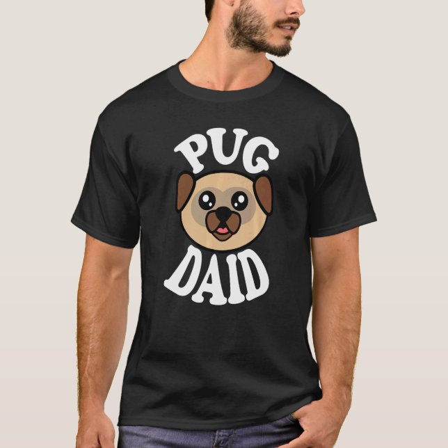 T-shirt Papa Chien Mignon Pug Hommes (Devant)