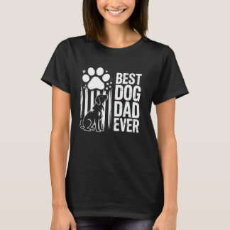T-shirt Papa Chien pour toujours Drapeau US Idée cadeau am