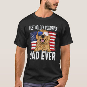 T-shirt Papa Chien Retriever Doré Drapeau Américain Fête D