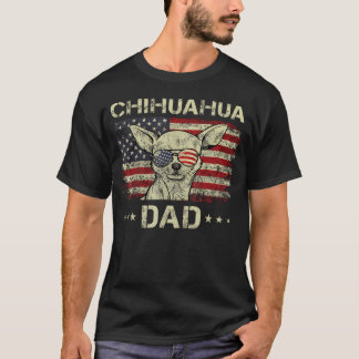 T-shirt Papa Chihuahua Amoureux des Chiens Drapeau América