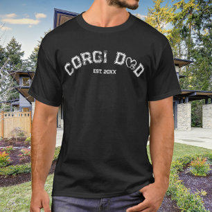 T-shirt Papa Corgi Cœur Patte en détresse Blanche