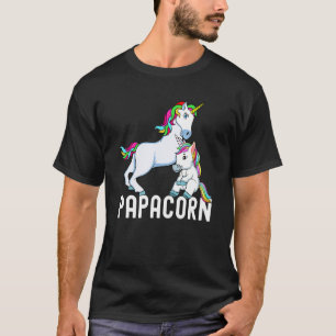 T-shirt Papa Corn Unicorn Papa and Baby Rainbow Père's Da