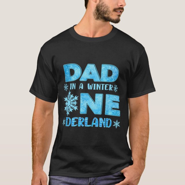 T-shirt Papa dans un hiver Onederland Bday fille douce flo (Devant)