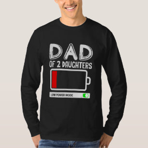 T-shirt Papa De 2 Filles Mode Basse Puissance Fête des pèr