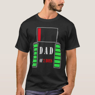 T-shirt Papa De 2 Garçons Fils Papa Batterie basse Père Fê