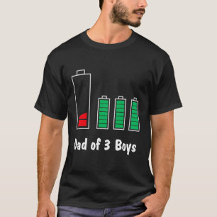 T-shirt Papa de 3 garçons Père de 3 fils Batterie basse