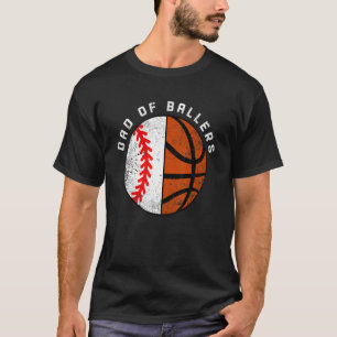 T-shirt Papa De Ballers Baseball Basketball Papa