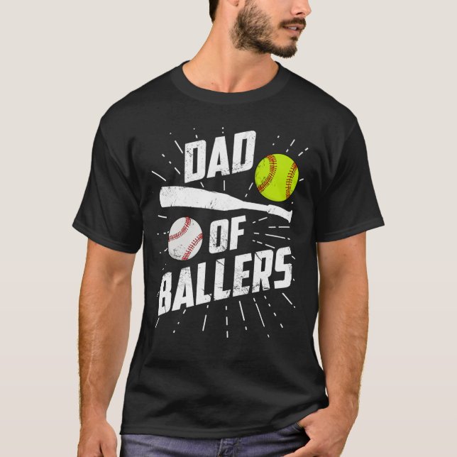 T-shirt Papa De Ballers Funny Baseball Softball Jeu Père (Devant)