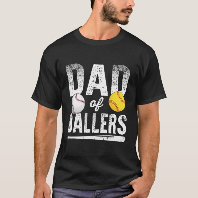 T-shirt Papa De Ballers Shirt Baseball Softball  (Devant)