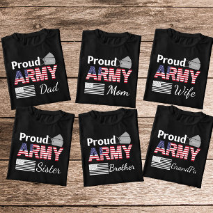 T-shirt Papa de la famille de l'armée Fière personnalisée