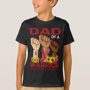 T-shirt Papa De La Main D'Un Guerrier Cerveau Aneurysme Se
