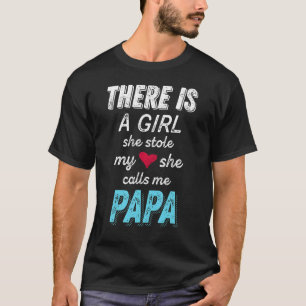 T-shirt Papa De La Petite-Fille Elle M'A Volé Le Coeur Tee
