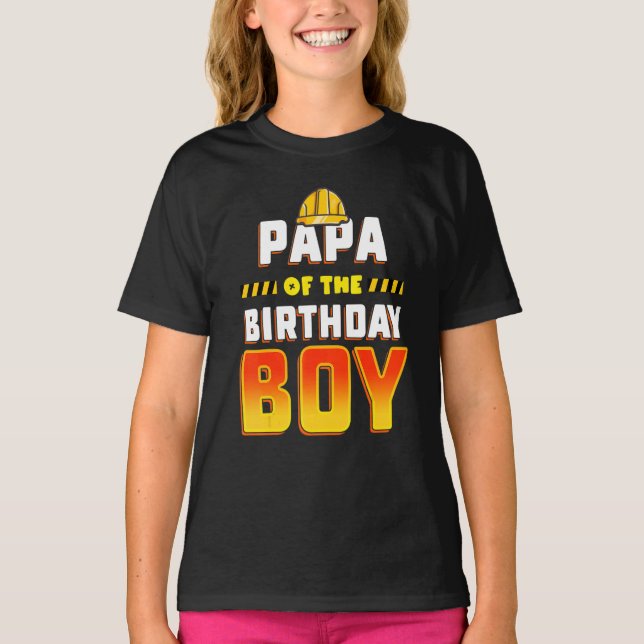 T-shirt Papa De L'Anniversaire Boy Construction Parc Anniv (Devant)