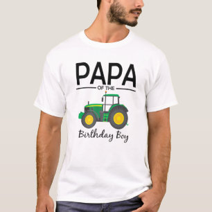 T-shirt Papa De L'Anniversaire Boy Tractor Farm Party Fami