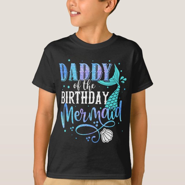 T-shirt Papa De L'Anniversaire Famille De Sirène Partie Co (Devant)