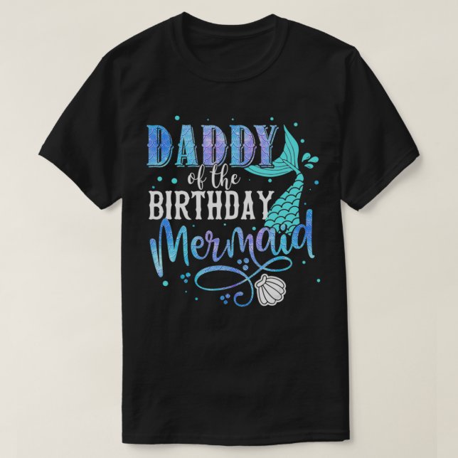 T-shirt Papa De L'Anniversaire Famille De Sirène Partie Co (Design devant)