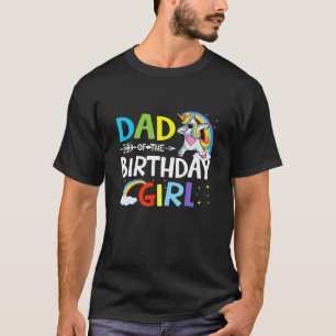 T-shirt Papa De L'Anniversaire Fille Drôle Dabbing Unicorn