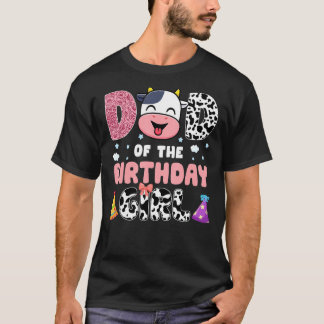 T-shirt Papa De L'Anniversaire Fille Ferme Vache Anniversa
