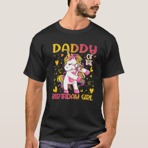 T-shirt Papa De L'Anniversaire Fille Flossing Unicorn Papa