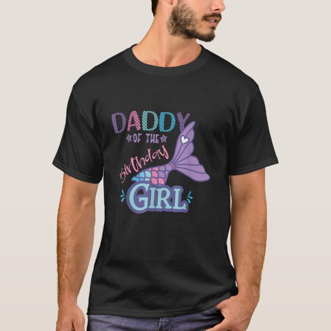 T-shirt Papa De L'Anniversaire Fille Sirène Thème Correspo (Devant)