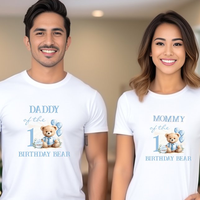 T-shirt Papa de l'Anniversaire Garçon Bleu Ours Parents' (Daddy of the Birthday Boy Blue Bear Parents' T-Shirt)
