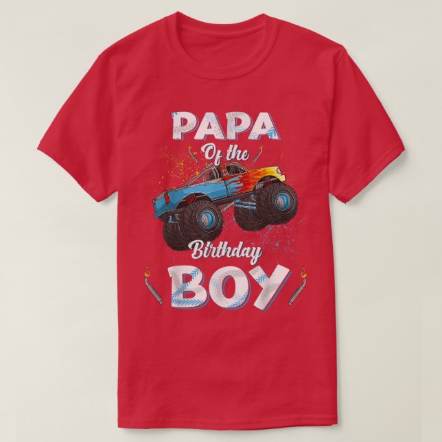 T-shirt Papa De L'Anniversaire Garçon Monster Camion Anniv (Design devant)