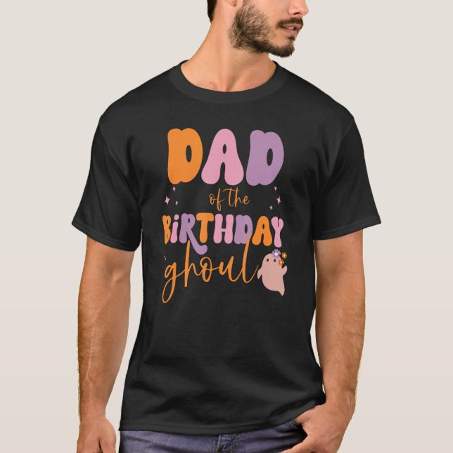 T-shirt Papa de l'anniversaire Ghoul Cute Ghost Halloween  (Devant)