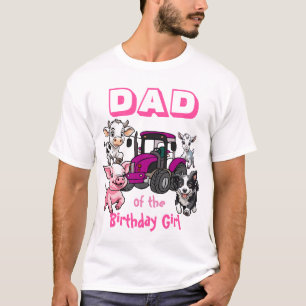 T-shirt papa de l'anniversaire Girl Farm Animals
