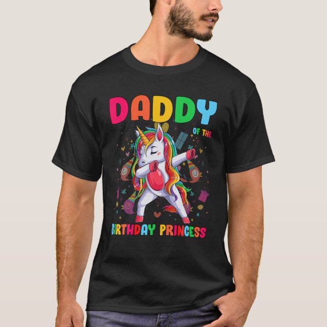 T-shirt Papa De L'Anniversaire Princesse Dabbing Unicorn G (Devant)