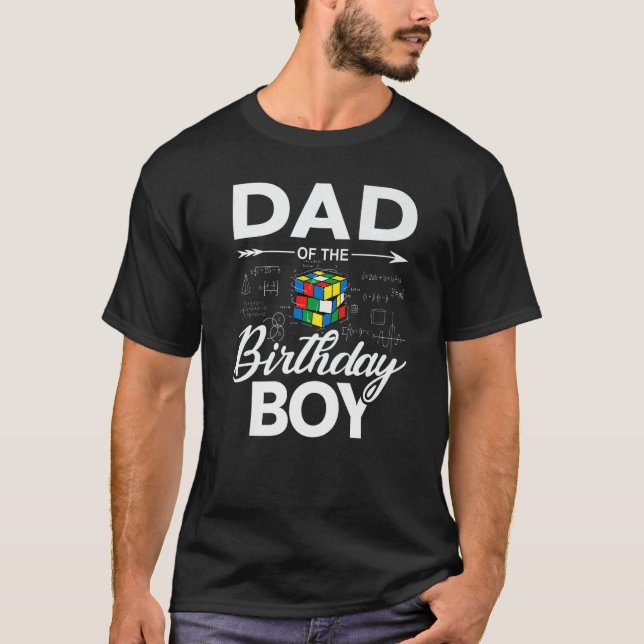 T-shirt Papa De L'Anniversaire Vitesse Cubing Boy Math (Devant)