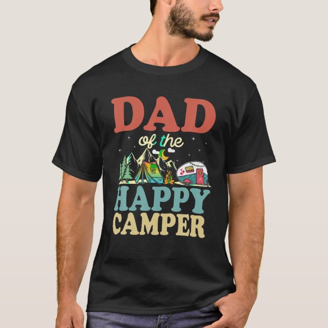 T-shirt Papa De L'Happy Camper Premier Anniversaire Campin (Devant)