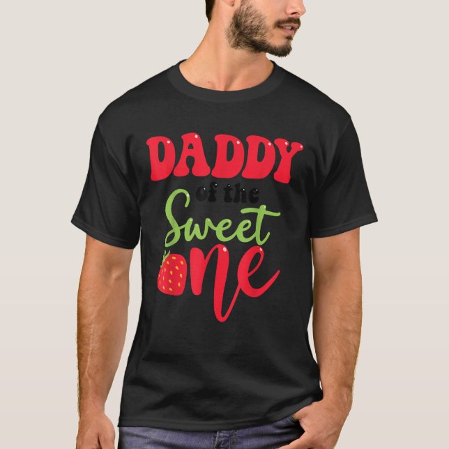T-shirt Papa de Sweet One Strawberry Summer First Bir (Devant)