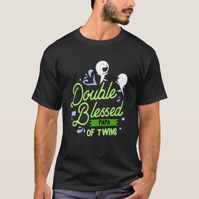 T-shirt Papa De Twins Grand-Père Faire-part À (Devant)