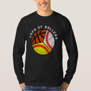 T-shirt Papa des Ballers de hommes Baseball Softball Bas
