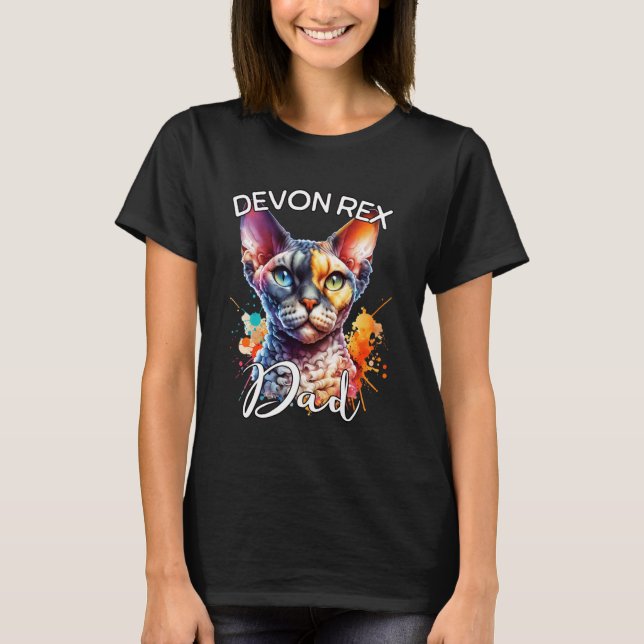T-shirt Papa Devon Rex chat Devon Rex (Devant)