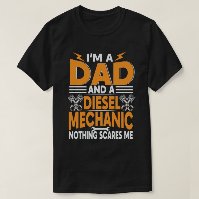 T-shirt Papa & Diesel Mécanique Rien Ne Me Fait Peur (Design devant)