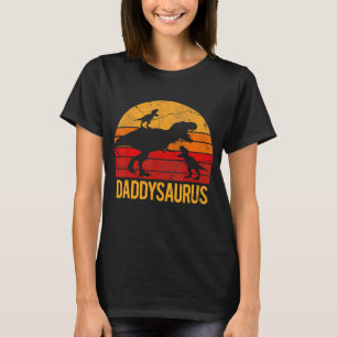 T-shirt Papa Dinosaur Daddysaurus 2 Deux Enfants Hommes Pè